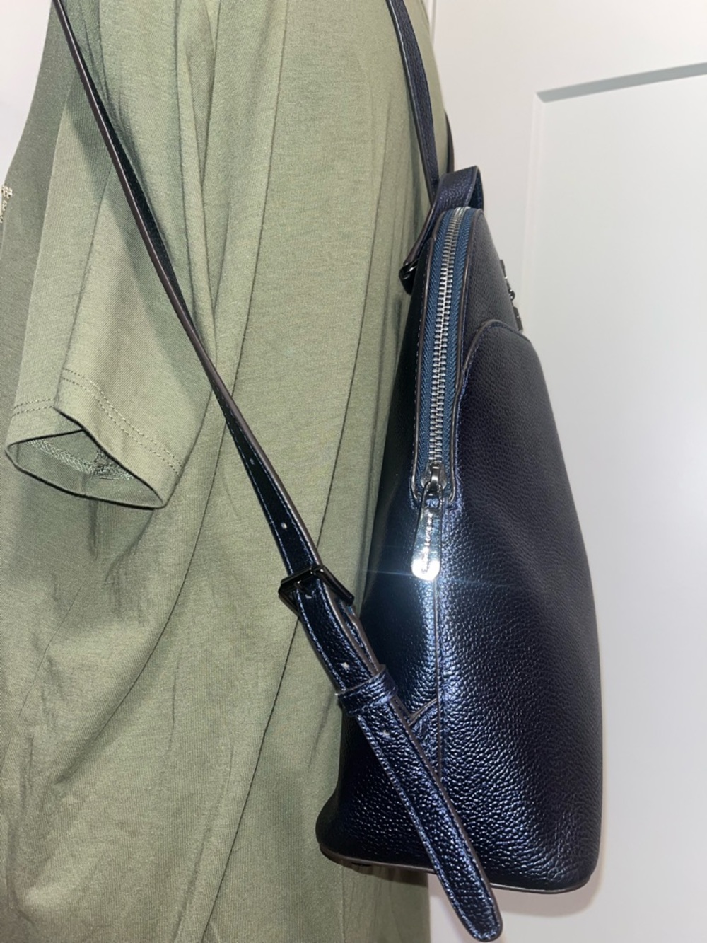 NWT Michael Kors Adele Metallic Blue Backpack - Picture 2 of 9